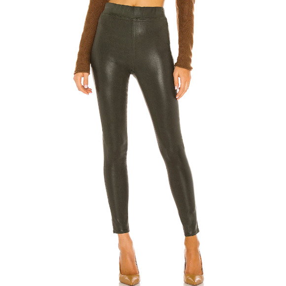L'AGENCE Rochelle High Rise Coated Pull-On Skinny Leggings Jeans Sz Medium Green - Picture 1 of 12